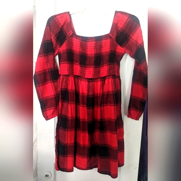 GAP Kids Buffalo Plaid Smocked Print Dress - Picture 1 of 7